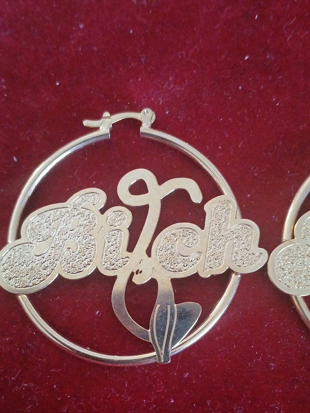 Gold Script Hoop Earrings - Women Jewelry